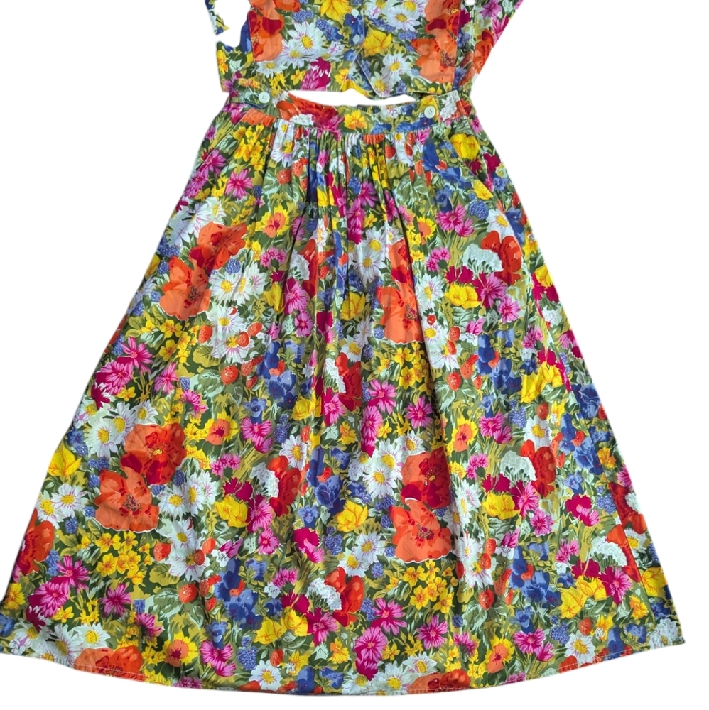 Vintage Floral Multicolor Skirt & Matching Top - Picture 12 of 13